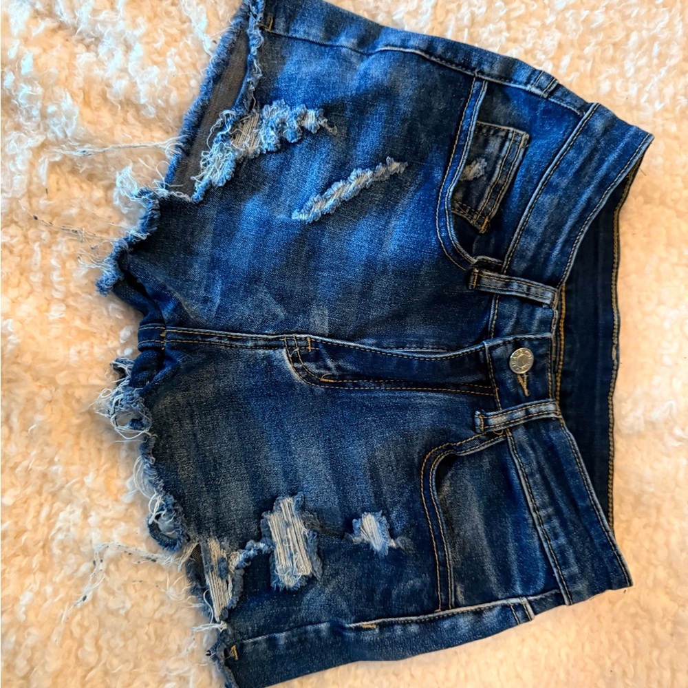 SHEIN Blue Distressed Jean Shorts